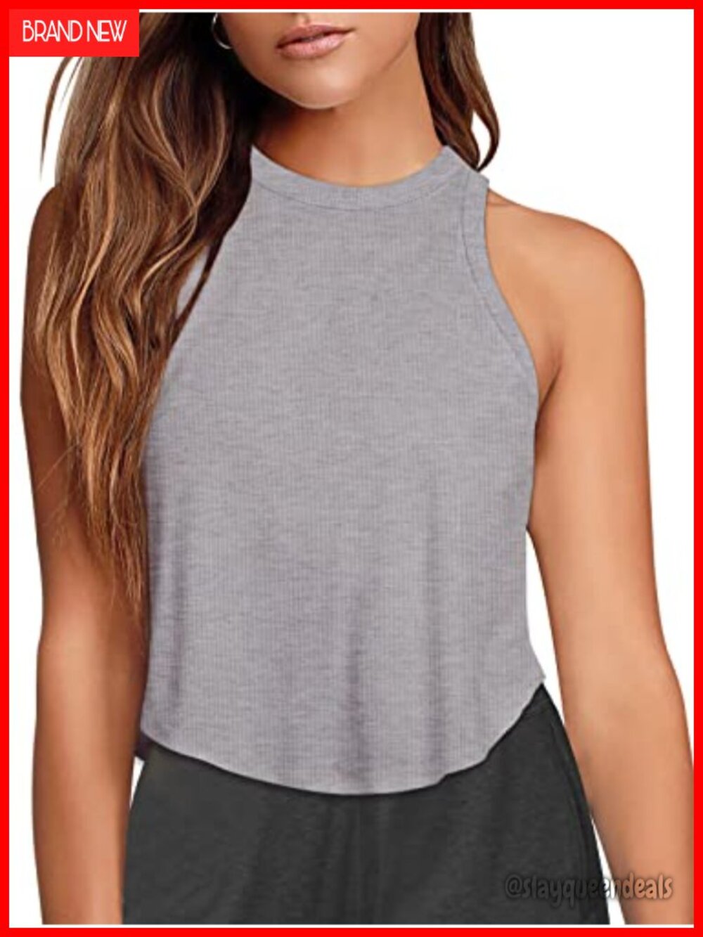 Flowy Sleeveless Crop Tank Top Loose Fit Workout Muscle Tank